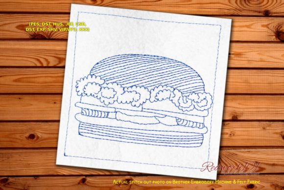 Burger Whopper Redwork Design