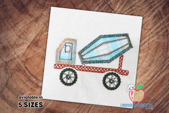 Cement Mixer Truck Embroidery Design