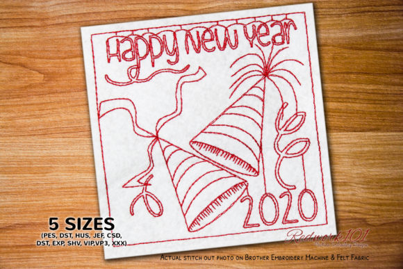 Colorful Party Hats 2020 Redwork