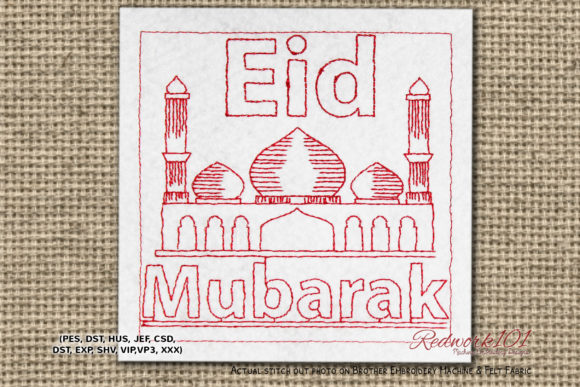 Eid Mubarak Masjid Lineart Design