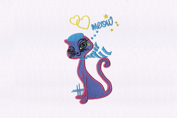 Meowing Cat: A Charming Embroidery Design for Personalized Gifts